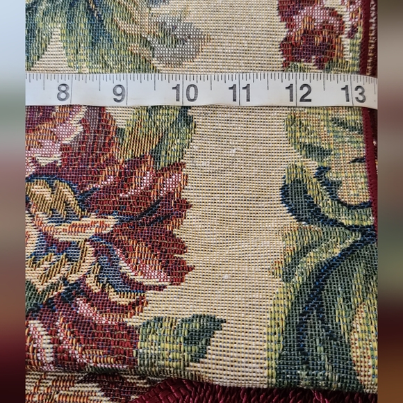 Table Runner 70" Burgundy Floral with Fringe - Picture 5 of 5